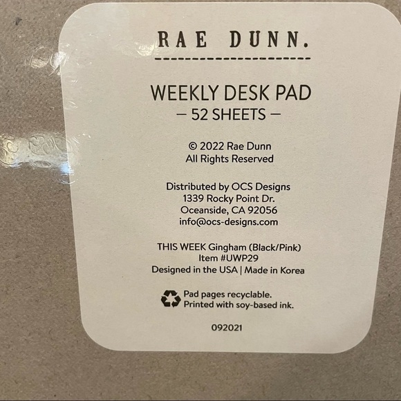 Rae Dunn THIS WEEK Pink Weekly Desk Pad & WRITE Ceramic Square Container NEW!! - Picture 5 of 5